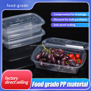 กล่องอาหารกลางวันพลาสติก PP ใสขนาด500มล. 650มล. 750มล. 1000มล. กล่องใส่อาหารแบบใช้แล้วทิ้งพร้อมฝาปิด - Product Image 5