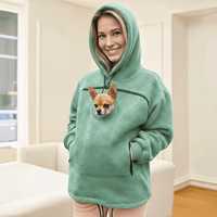 USMILEPET Sweat-shirt chaud unisexe surdimensionné avec poche kangourou en polaire Sherpa pour animaux de compagnie