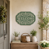 Plaque Métallique Vintage de Bienvenue à Motifs Floraux, Style Rustique et Rétro, pour Ferme, Porche, Entrée, Jardin, Décoration Murale