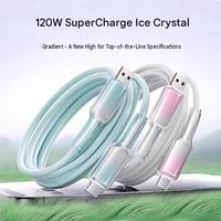 Kabel Pengisian Cepat 120W 6A dengan Konduktor Tembaga Murni Berlapis Nilon Kristal (USB-C Type-C / USB-A USB-C) untuk Komputer IOS Android