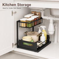 Étagère de rangement de cuisine en métal pour dropshipping transfrontalier, panier coulissant double couche pour évier, organisateur sans perçage pour le rangement des épices