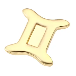 Eterno metallo 14K oro massiccio segni zodiacali Gemini orecchino e naso Labret gioielli senza fili Push in estremità top