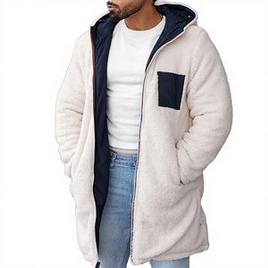 Veste à capuche en sherpa pour homme, vente chaude, logo personnalisé OEM, hiver, chaude, fermeture éclair, écologique, coupe-vent, respirante, décontractée, double face - Product Image 4