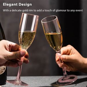 Verres à vin en plastique rose en gros, flûtes à champagne incassables, coupes à toast réutilisables en acrylique pour événements de mariage et décoration - Product Image 5