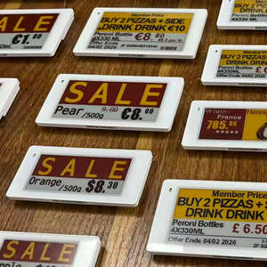 Lo Más Vendido en Etiquetas Electrónicas de Precio Digitales de 2.4Ghz y 2.13 Pulgadas, Sistema ESL EAS para Frutas y Verduras en Supermercados - Product Image 1