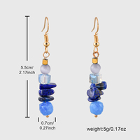 Set Perhiasan Kalung/Anting/Gelang Wanita Trendy Berlapis Emas Biru dengan Hiasan Manik-Manik untuk Acara Santai dan Festival