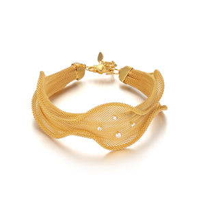 Bijoux de mode en gros, argent sterling 925, plaqué or jaune 18 carats, zircon, bracelet tendance en dentelle et maille, cadeaux chrétiens - Product Image 1