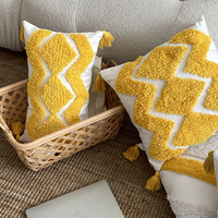 Housse de coussin bohème en coton jaune Style marocain, décoration de la maison, taie d'oreiller