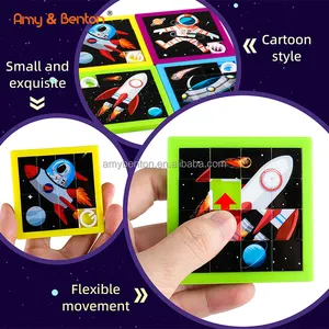 Hot sale item kids toys space theme plastic sliding puzzle game educational puzzles toys for kids learning