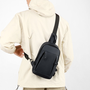 Men's Chest <b>Bag</b> With USB Charging Port Crossbody <b>Bag</b> For Everyday Use Gray <b>Black</b> Green Blue Solid Color Breathable Material - Product Image 2