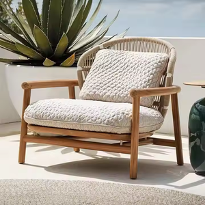 Mới Đến Hiện Đại Sang Trọng Rắn Gỗ Tếch Chống Ăn Mòn Patio Mây Vườn Sofa Đồ Nội Thất Ngoài Trời Thiết Lập - Product Image 3