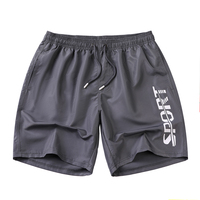 Short de plage pour homme à séchage rapide, imperméable, motif lettres orange imprimé numérique, motif requin tendance, 100% polyester, couleur pêche