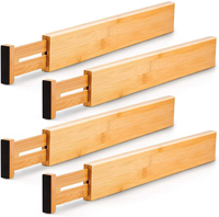 Diviseurs de tiroirs en bambou naturel, organisateurs, diviseurs de tiroirs réglables pour la cuisine, la chambre à coucher, la salle de bain, la commode, le bureau