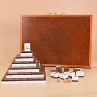 Ensemble de tuiles de mahjong vintage de luxe en bois de noyer noir massif et acrylique, sculptées à la main, grande taille, pour cadeaux et vente en gros