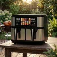 Friteuse à air numérique 8L à double panier en plastique avec panneau de commande TFT, four électrique intelligent multifonctionnel pour la cuisine