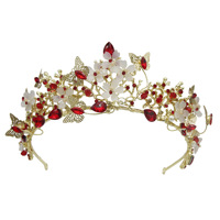 Baroque alliage couronnes diadèmes femmes mariée papillon cristal diadème fête fiançailles mariage cheveux accessoires