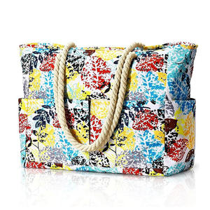 定制女孩涤纶防水菠萝巴哈马女设计师沙滩包棉绳拉链口袋沙滩手包 - Product Image 5