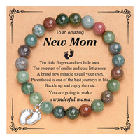 Bracelet perlé en forme de boule pour future maman, pendentif pieds en lapis-lazuli, bijoux en pierre naturelle personnalisables pour cadeau