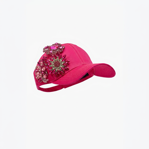 Casquette de baseball rose avec broderie florale en strass, délavée, ajustable, 6 panneaux, 100 % coton, unisexe, décontractée, toutes saisons - Product Image 3