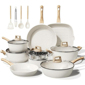 Juego de Ollas y <span class=keywords><strong>Sartenes</strong></span> de Cocina Color Crema, Marca Geling, Fabricante Chino, Juego de Utensilios de Cocina de Cerámica Antiadherentes y <span class=keywords><strong>Saludables</strong></span> - Product Image 1