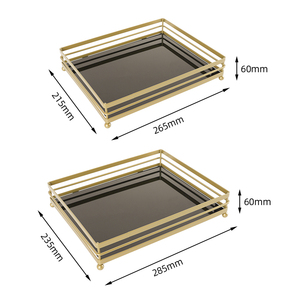 Wholesale Modern European Perfume Cosmetic Vanity <strong>Tray</strong> Home Decor <strong>Tray</strong> Large Gold <strong>Mirror</strong> <strong>Tray</strong> - Product Image 4