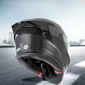 Casque de course intégral en fibre de carbone 12K avec double visière panoramique haute définition, grande aile arrière, homologué DOT, état neuf - Product Image 4