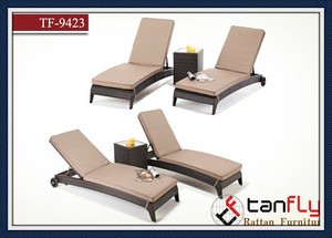 Chaise longue de patio en aluminium, chaise longue en rotin, chaise longue pour hôtel, piscine, avec coussin - Product Image 6