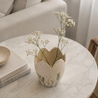 Vase en céramique peint à la main ARM LVG Nordic, motif fleurs sauvages, style Wabi-sabi, bord ondulé irrégulier, petit pot à fleurs, objet décoratif de table