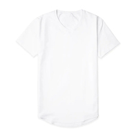 T-shirts pour hommes à coupe classique et ourlet arrondi, extensibles dans les quatre sens, col en V, en coton, polyester et élasthanne, à manches courtes, à prix avantageux