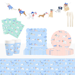DAMAI - Juego de Platos, Servilletas y Vasos para Fiesta de Cumpleaños de Perros, Decoración Desechable con Temática Canina para Fiestas Infantiles - Product Image 1