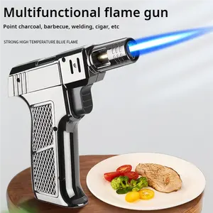 Nuevo estilo, PISTOLA DE PULVERIZACIÓN de mano para barbacoa, encendedor de pistola de Gas de cigarro de butano inflable a prueba de viento con bloqueo de seguridad, encendedor de antorcha