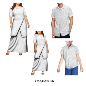 Samoan Puletasi señoras vestido de media manga a juego de talla grande Aloha hombres camisas personalizadas blanco <span class=keywords><strong>Domingo</strong></span> diseño padre-hijo traje - Product Image 2