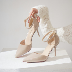 Zapatos de Tacón D'Orsay con Punta en Pico, Correa en el Tobillo, Tacón de Aguja, Color Sólido, Hebilla, Forro de Microfibra, Zapatos de Moda para Oficina y Fiestas - Product Image 1