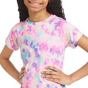Camiseta de Protección Solar de Manga Corta con Estampado Tie Dye para Niñas FOXA, UPF 50+ - Product Image 2