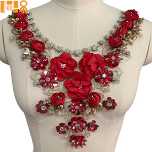 Aplique Bordado con Cuentas Hecho a Mano <span class=keywords><strong>2026</strong></span>, Parche Cosido con Cordón de Hueso, Flor para Cuello, Vestido de Novia, Accesorios de Ropa para Bodas DIY - Product Image 1