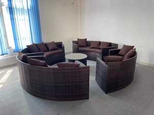 المنزل الروطان نصف القمر في الهواء الطلق أريكة طقم أثاث للحديقة شبه دائرة كرسي صوفا من الخيزران الخوص أثاث خارجي أطقم للحديقة - Product Image 6