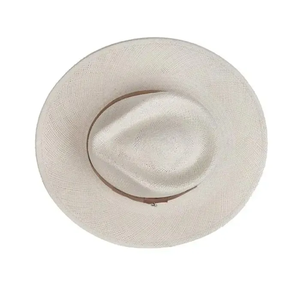 Chapeau Panama en paille Toquilla unisexe avec bande de ruban marron, chapeau de soleil de plage à large bord pour adultes 56-58CM - Product Image 3