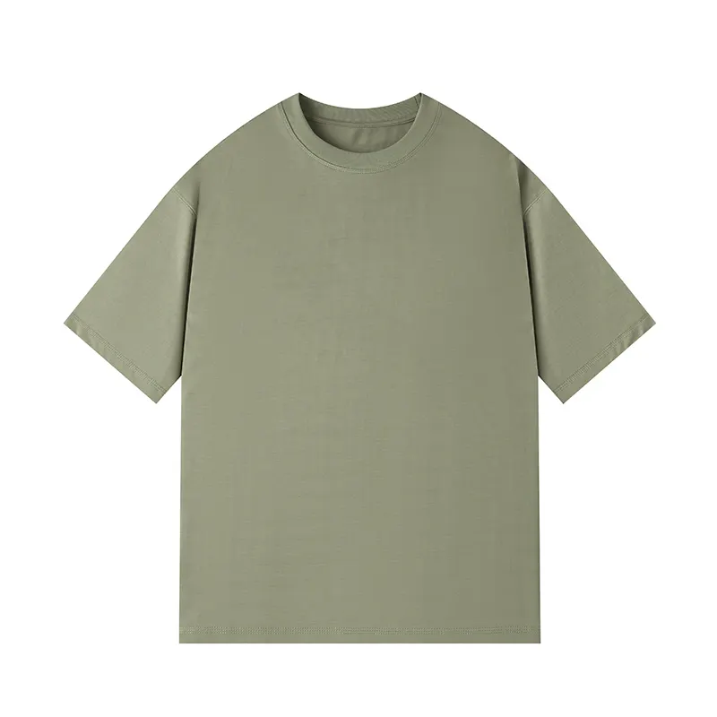 Unisex Heavyweight 320 Gsm Algodão Personalizado Puffer Logo Moda Verão Oversize Hombre T-shirt Plus Size Mock Neck T Shirt