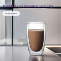 Tasse à café en verre borosilicate soufflé à la main, gobelet à eau transparent, anti-brûlure, isolé à double paroi