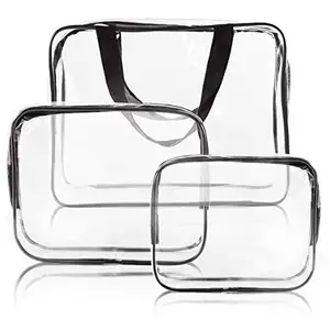 Transparent <b>Clear</b> PVC Lady Style Letter Pattern Waterproof Zipper Cosmetics Case <b>for</b> <b>Travel</b> Storage - Product Image 1