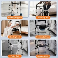 Déambulateur multifonction pliable pour personnes âgées avec roues, étanche, léger, garantie 1 an, siège commode et toilettes