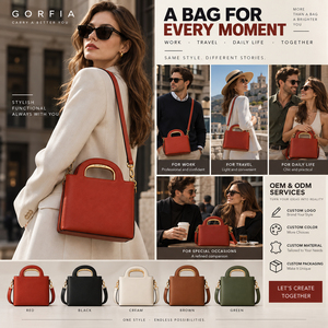 Women <b>Red</b> Box Handbag PU Leather Top Handle Bag Compact Square Purse with Gold Hardware Custom Logo OEM ODM - Product Image 5