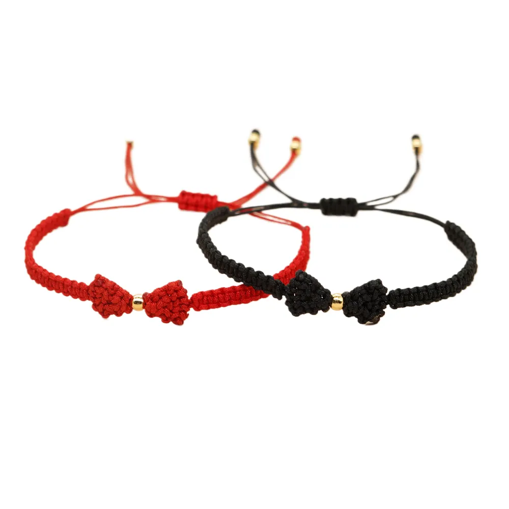 2024 nouveau design style bohème fil de bijoux rouge et noir tissé arc chanceux rouge corde bracelet mode féminine