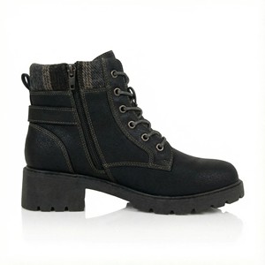 <span class=keywords><strong>Botas</strong></span> Negras Cómodas para Niños, <span class=keywords><strong>Botas</strong></span> de Tobillo con Cordones, Detalle de Hebilla, Cierre Lateral con Cremallera, Calzado Informal - Product Image 4