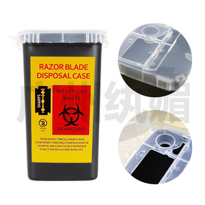 Boîte de récupération des lames de rasoir Wanmei, noire, rouge, jaune, en plastique, conteneur pour objets tranchants à usage professionnel pour barbiers et salons. - Product Image 4