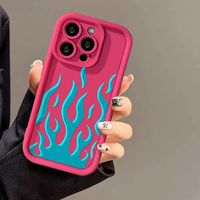 Coques de téléphone antichoc à effet flamme bleue pour iPhone 17 Air 16 15 Plus Pro Max 14 13 12 11 X – Housse de protection personnalisable avec image et logo