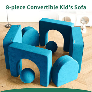 Blocs de canapé modulaires pour enfants YOBO Factory, meubles de jeu amusants et sûrs, 8 blocs de jeu en mousse souple avec balles, meilleur cadeau pour les tout-petits - Product Image 3