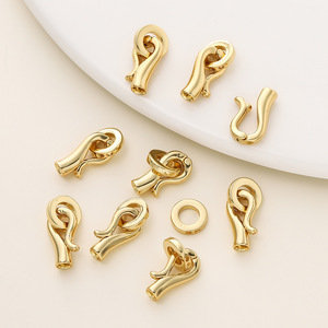 Fishhook Shaped Round Pearl Clasp 18K Gold Plated <b>Copper</b> Jewelry Buckle For <b>Bracelet</b> Making GA0565 - Product Image 1