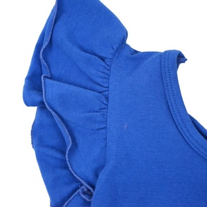 Romper de bebé con volantes en los hombros, leotardo de verano con lazo encantador, ropa infantil, servicio OEM, sin mangas, 100% algodón, tamaño personalizado - Product Image 3