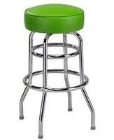 Tabouret de bar pivotant moderne en chrome avec logo personnalisé, siège en cuir PU sans dossier, base en métal robuste pour restaurant et café